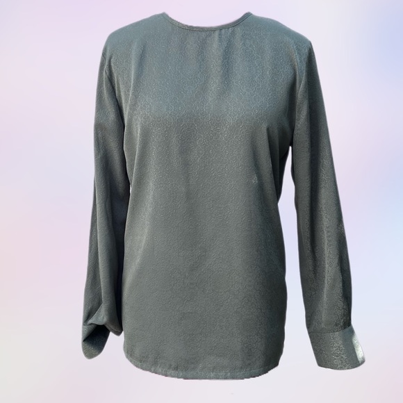 Chenille Jacquard Button Back Long Sleeve Blouse Talbots - Picture 5 of 11